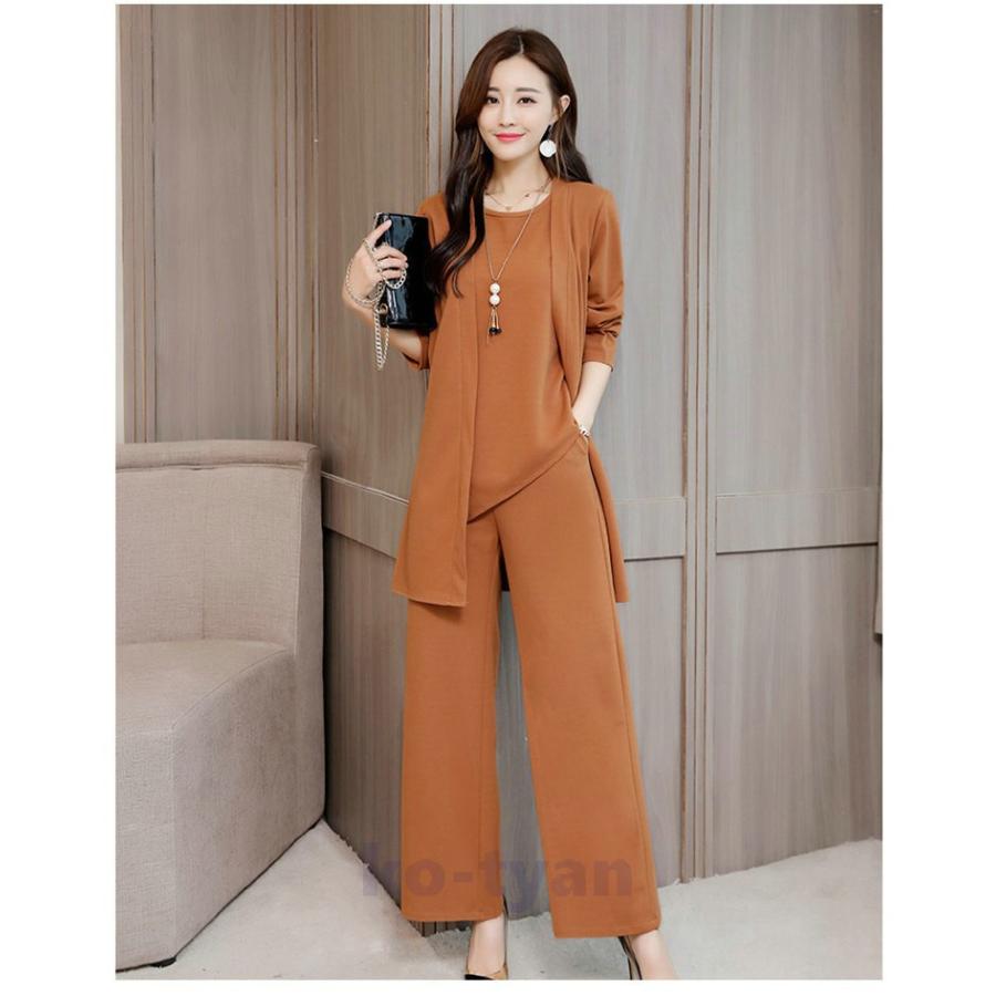 即日発送 セットアップ レディース 秋 ガウチョパンツ カーディガン 3点セット パンツドレス ゆったり 着痩せ 二次会 通勤 入園式 お洒落 上品 ママ 30代40代50代 Simbcity Net