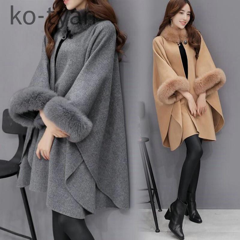 ポンチョ レディース マント コート ストール ケープコート ロング 秋冬 通勤コート ふわふわファー付き おしゃれ 総合福袋