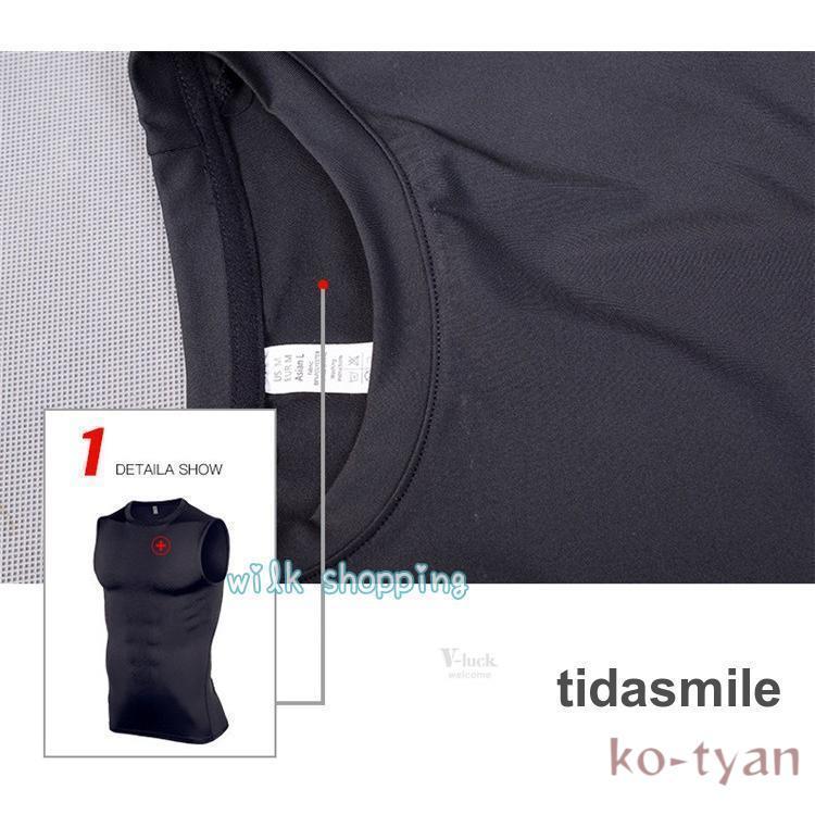 加圧シャツ メンズ スポーツウェア タンクトップ ノースリーブ アンダー Tシャツ コンプレッションウェア インナー トレーニング 夏｜ko-tyan｜10