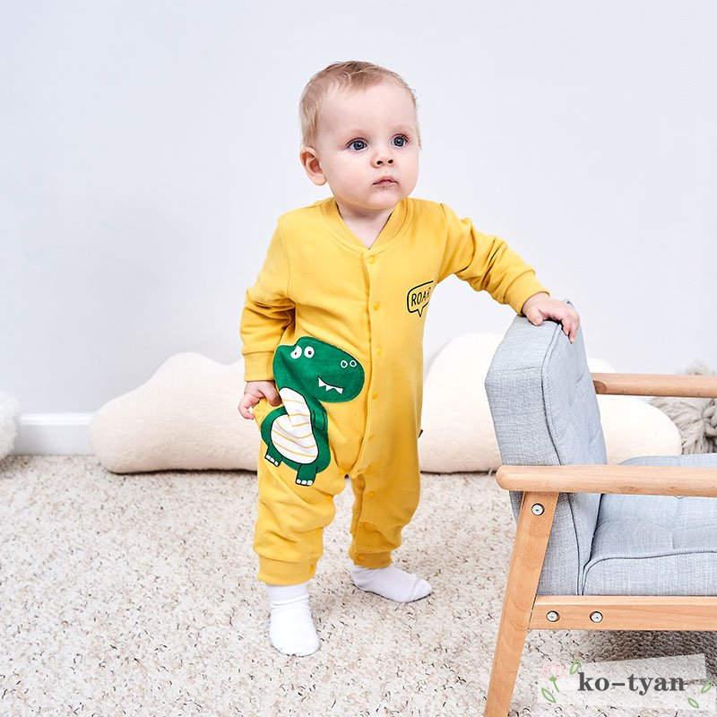 Py26 ベビー服 男の子 赤ちゃん 80 90 ロンパース カバーオール 春 秋 冬 面白い 恐竜 新生児 イエロー グレー 子供服 長袖 出産祝い スウェット Ko Gege こーちゃん 通販 Yahoo ショッピング