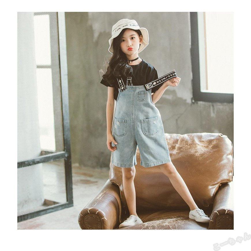 パンツ ジーンズ 子供服 女の子 カジュアル デニム パンツ デニムサロペット オーバーオール シャツ ジュニア Kids オールインワン 韓国 二点セット 150 160 Ko Kops こーちゃん 通販 Yahoo ショッピング