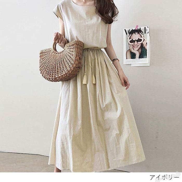 ワンピース 麻混 リネン混 春夏 涼しい ギンガムチェック 無地 ロング Aライン ワンピ レディース Ko Lops こーちゃん 通販 Yahoo ショッピング