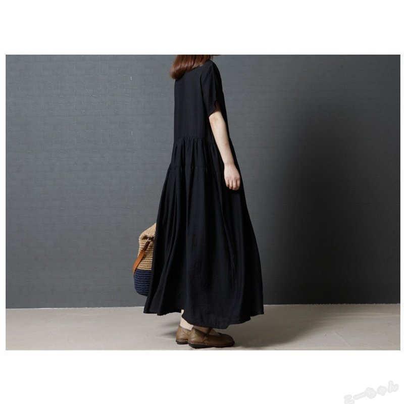 ワンピース レディース 春 夏 マキシ丈 大きいサイズ レディース 半袖 黒 ブラック リネン ロング ワンピース カジュアル 秋 二次会 お呼ばれ 通勤 Xxl 40代 Ko Lops こーちゃん 通販 Yahoo ショッピング