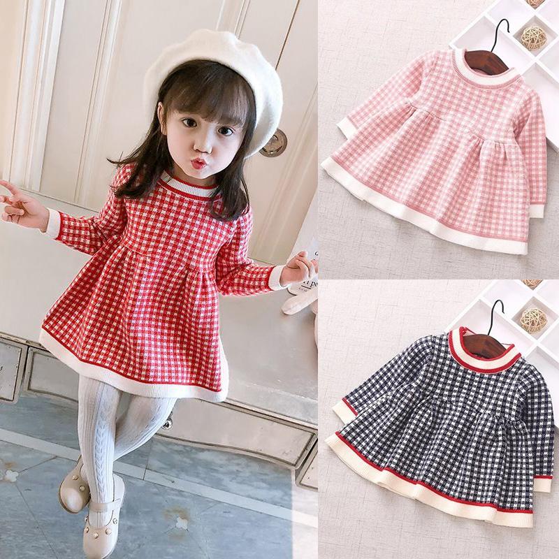 子供服 長袖 ニット ワンピース 秋冬 女の子 ベビー服 チェック柄 ワンピースドレス 韓国子供服 キッズ こども ワンピース80 130cm L16cp265 こーちゃん 通販 Yahoo ショッピング