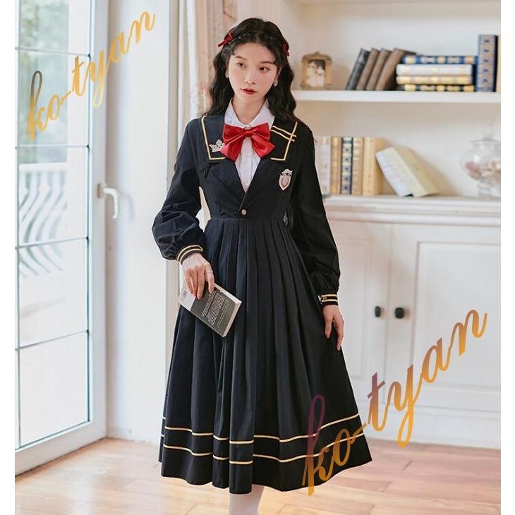セーラー服 ワンピース ロング丈セーラー服 セーラーワンピ ひざ下丈 Jk制服 プリーツワンピース 学生服 その他のコスプレ衣装 色 セーラー服のみ3580円