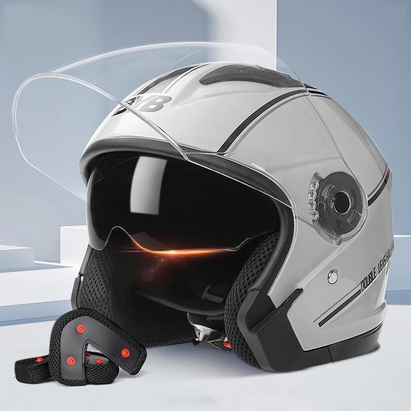 格安　バイクジェットヘルメット　ダブルレンズ　インナーバイザー付き　柄１　XL