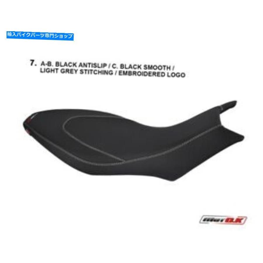 シート Aprilia Dorsoduro 750/1200（2008-2020）Motok Seat Cover Light Grey Embr。ロゴ Aprilia DORSODURO 750/1200 (2008-2020) MotoK Seat Cover