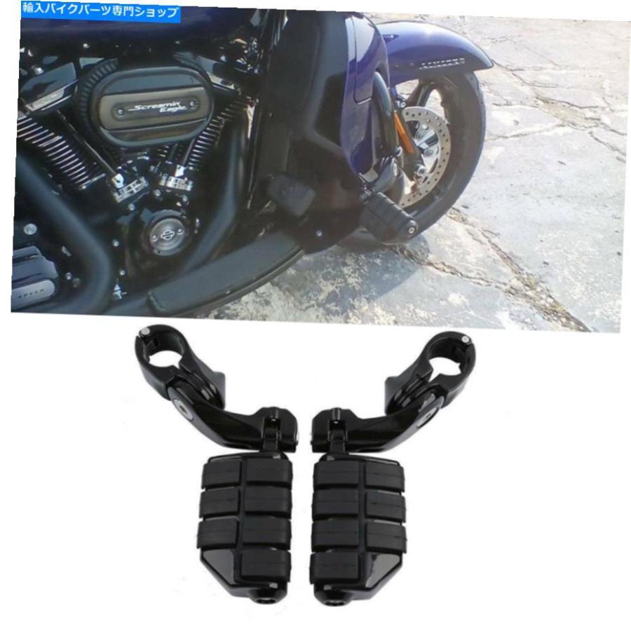 フットペグ 11 / 4 "クラッシュバーハイウェイフットペグブラックのためのブラックダビッドソンロードグライドリミテッド 11/4