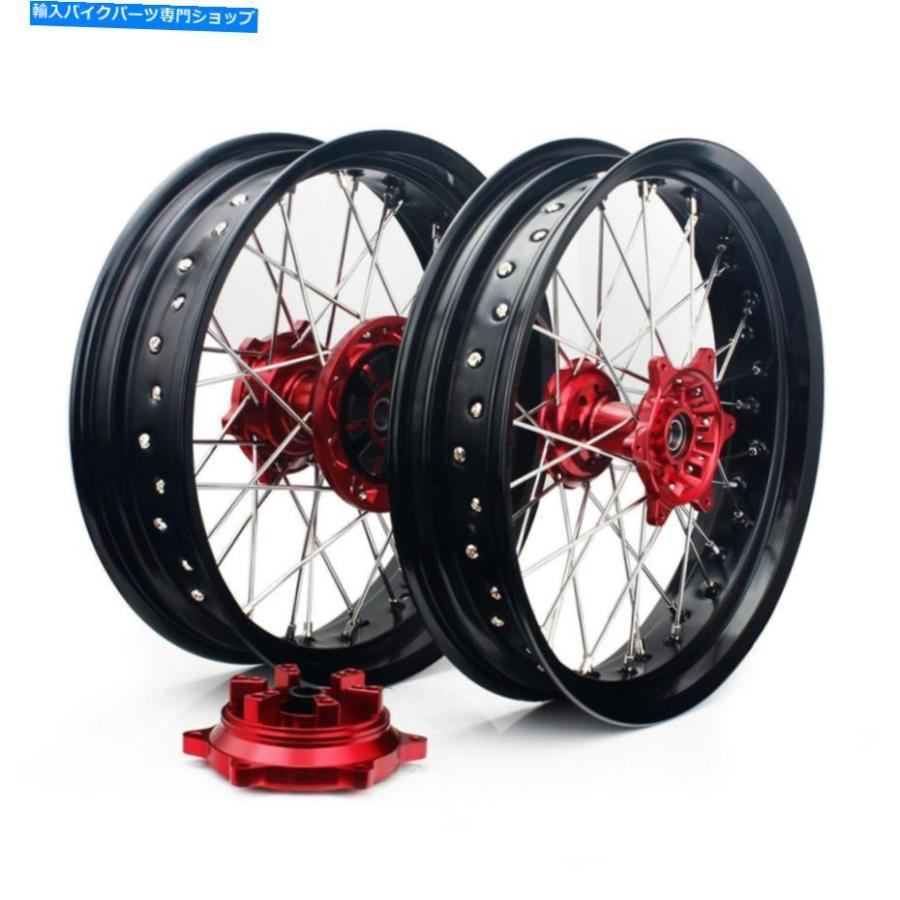 ホイール 3.5 * 17 / 4.25 * 17 Suzuki Drz 400 S SM 05-20 DRZ400EのためのSupermoto Red Hubホイールセット 3.5*17/4.25*17 Supermoto Red Hub Whee