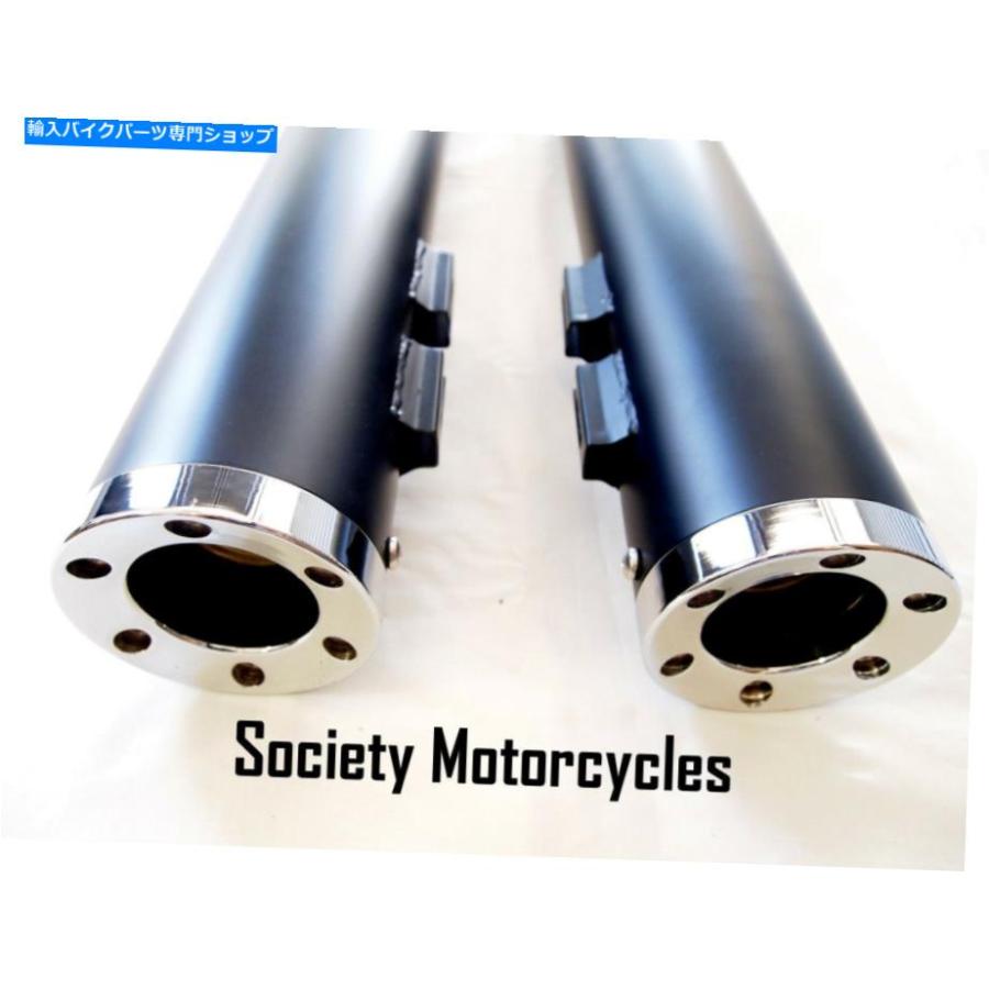 マフラー ハーレーダビッドソンリボルバースリップオンマフラー排気パイプブラックHDツーリングドレッサー Harley Davidson