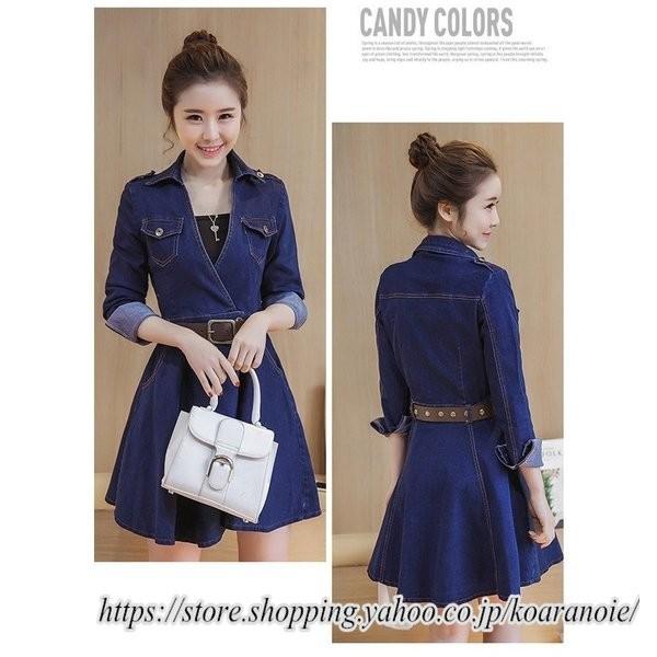 安い ショート丈 レディース デニムワンピース Vネック 新作 デニムワンピ Aライン フレア 春秋 長袖ワンピース ワンピース カラー Xl Binghamtonhots Com