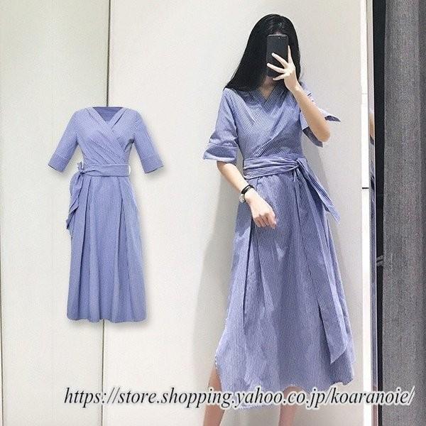 最安値販売 マキシ丈ワンピース レディース カシュクールワンピース 半袖 可愛い ストライプ ワンピ 秋新作 通販専門店 Www Superavila Com