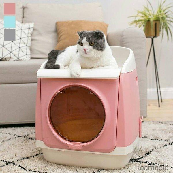 史上最も激安 猫 トイレ キャット用品 キャット 愛猫 無地 トイレ用品 蓋つき 消臭 衛生用品 便利グッズ トイレグッズ 四角 スクエア シンプル ピンク ブルー Kl04 無料長期保証 Mobile Scotturb Com