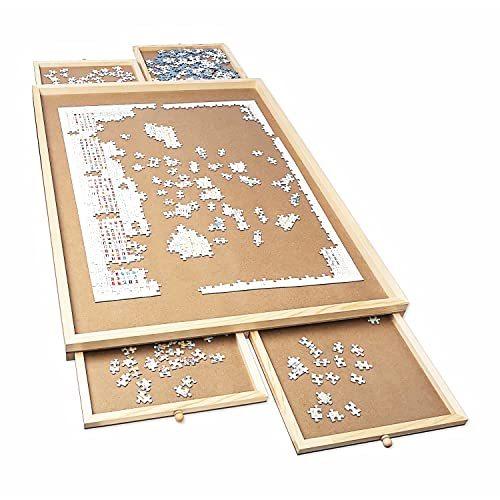 ジグソーパズル木製テーブル ジャンボ引き出し付きで角度も最適新品未