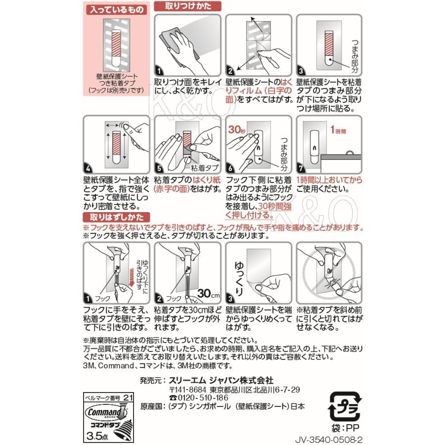 3M コマンドフック 壁紙用はりかえ用キット Mサイズ CMK-RM : 小