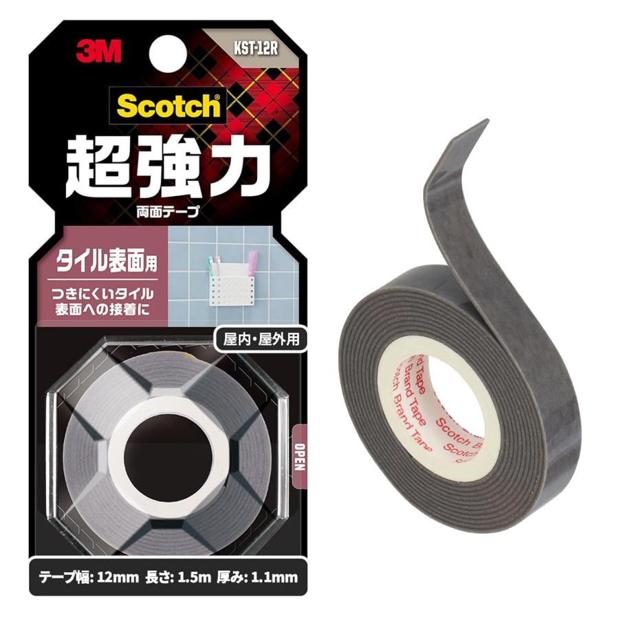 キッチンパネル用 両面テープ 強力両面テープ 77個 3M スコッチ 超強力両面テープ タイル表面用 幅12mm×長さ1.5m KST-12R