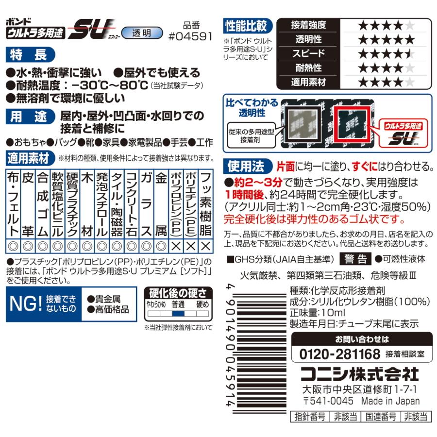 コニシ ボンド ウルトラ多用途SU クリヤー 10ml #04591 : 小箱屋