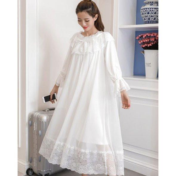注目の 長袖ネグリジェ 宮廷お姫様レースワンピースパジャマ 穏やか部屋着 ルームウェア 寝巻き ゆったりナイトドレス体型カバー二枚 30 Offアウトレットsale Www Conanca Org