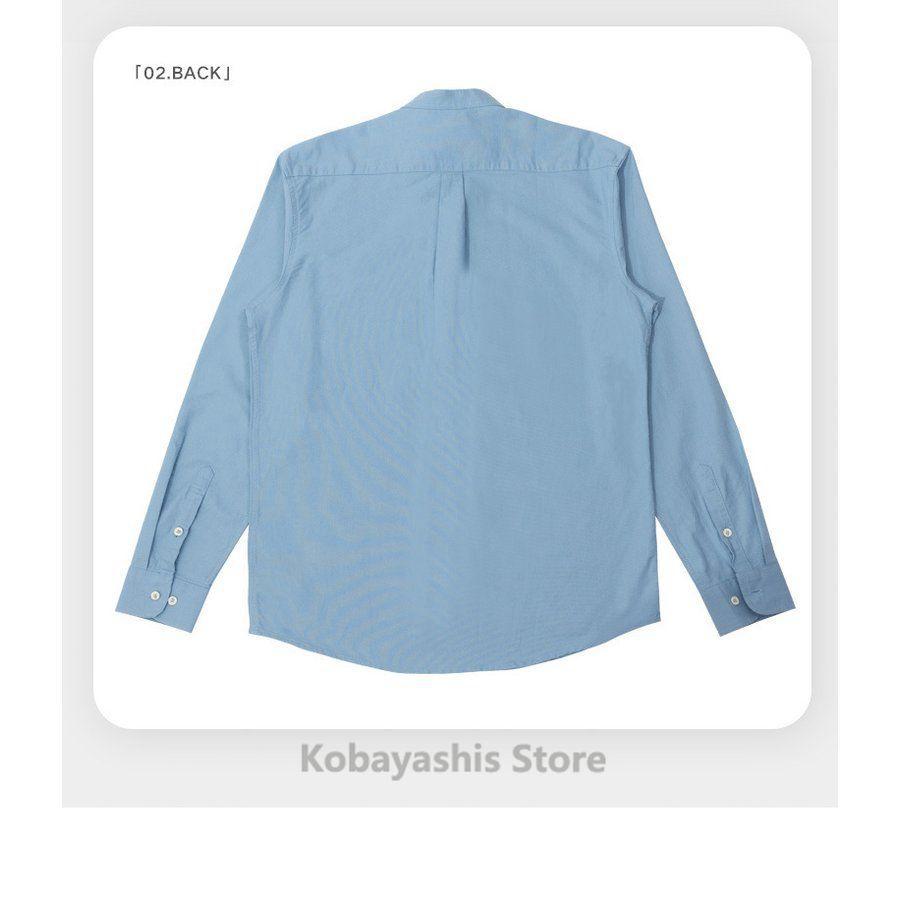 綿シャツ メンズ 長袖シャツ ジーンズシャツ 夏 ロング丈 無地 開襟