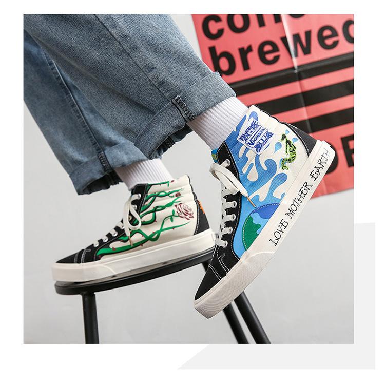 スニーカーカップルペアシューズペアお揃いshoesランニングシューズハイカットメンズレディースファッションダンス靴男女兼用 左右柄違い Kobfas Vcex3a7qf4 小林ストア二号店 通販 Yahoo ショッピング