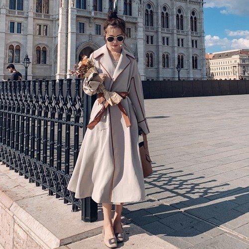 新作商品 40代 ファッション レディース ロング トレンチコート ロングコート デート キャンディスリーブ グリーン ベージュ バイカラー コートベルト トレンチコート サイズ M Baskincoffee Vicom Corp Com