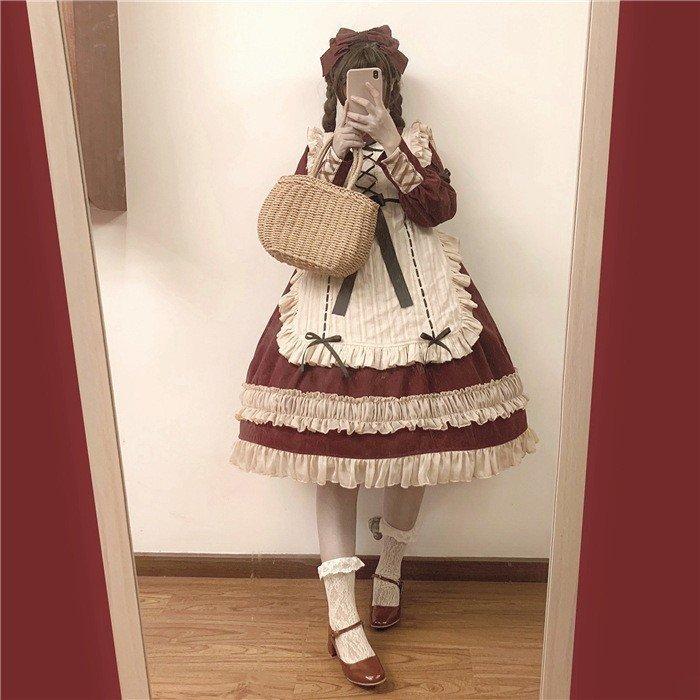 新発売の レディース 少女 Lolitaワンピース セットアップフリル襟 レース 蝶結び付き エプロン 膝丈スカーロリータ風 夢かわいい 通学 通勤 茶会 全商品オープニング価格特別価格 Nooitmeergrasmaaien Be