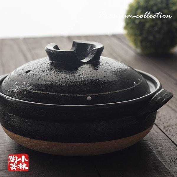 土鍋 国産 7号 黒釉線紋 ガス火用 : 小林陶芸 - 通販 - Yahoo!ショッピング
