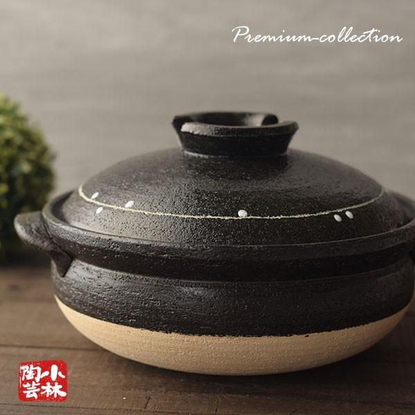 土鍋 国産 8号 黒釉線紋 ガス火用 : 小林陶芸 - 通販 - Yahoo!ショッピング