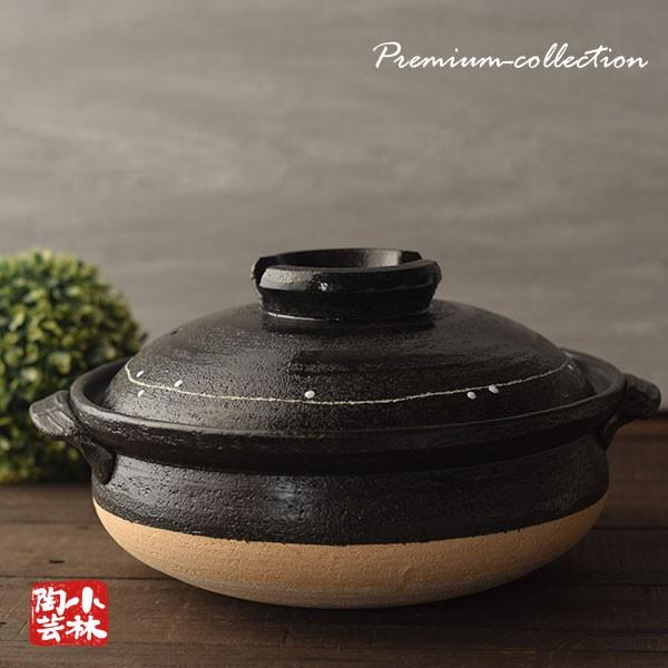 土鍋 国産 9号 黒釉線紋 ガス火用 : 小林陶芸 - 通販 - Yahoo!ショッピング