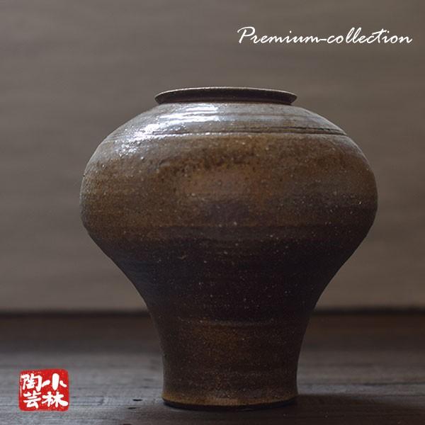 越前焼　花びん　窯変花入　越前陶芸作家　義郎作　在銘　美品 越前焼 花びん 窯変花入 越前陶芸作家 義郎作 在銘 美品