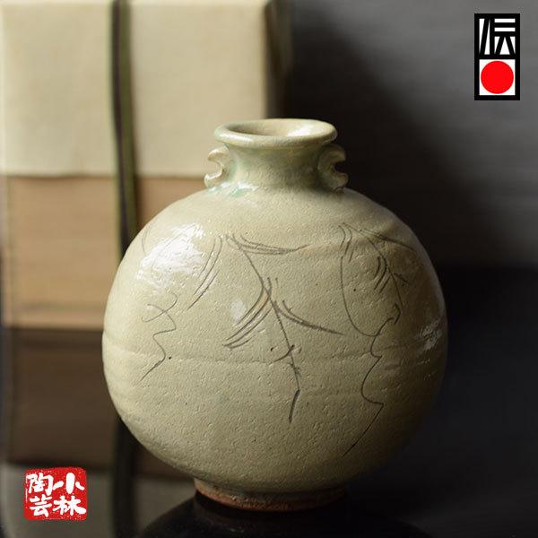 花器 越前焼 手作り花瓶 白羅草々偏 五島哲 作 半額処分 : 小林陶芸