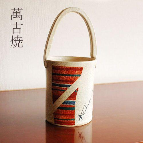 九谷焼 木米 花瓶 耳付き 骨董品 花生 花器 老人 色絵28cm 壺 九谷焼