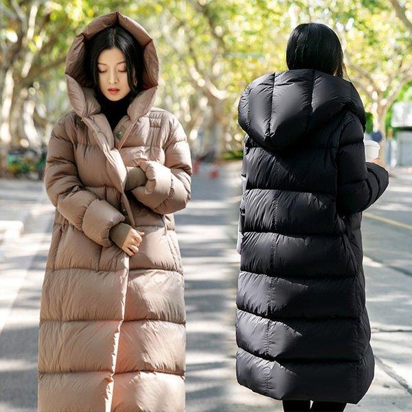 期間限定特価 グースダウンコート ジャケットコート レディース トップス フード付き ロング丈 無地 ポケット シンプル防寒 軽量 撥水 暖かい 厚手 新品 Shop T Bh Com