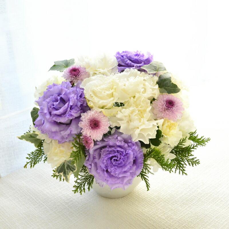 【Alohaです】パープル系アレンジお仏花ステムタイプ ブーケ 花とギフトの店 ARNE 花 お供 ギフト 送料無料 生花 フラワー
