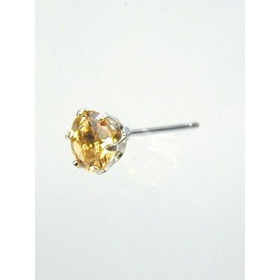 メンズピアス 本物プラチナ シトリン 5mm ピアス PT900 片方