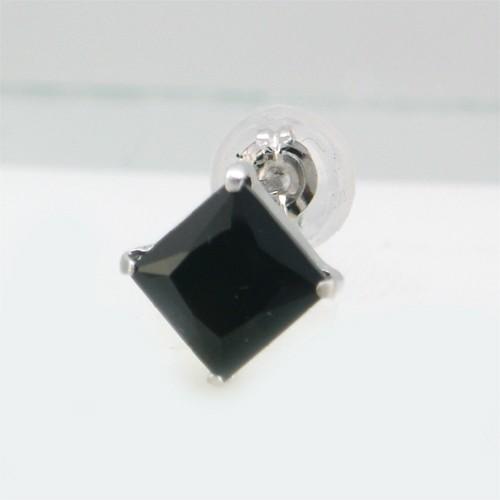 メンズピアス 本物14金WG オニキス 角形 5mm ピアス（新品 