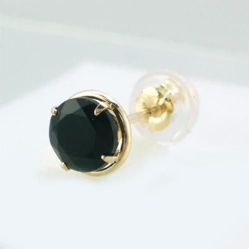 メンズピアス 本物18金 オニキス 5mm ピアス K18 片方 