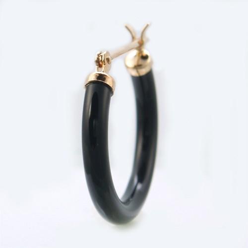 メンズピアス 本物18金 オニキス クロッシング フープピアス K18