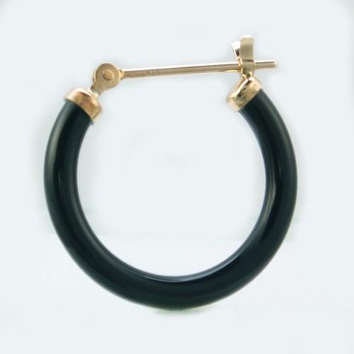 メンズピアス 本物18金 オニキス クロッシング フープピアス K18
