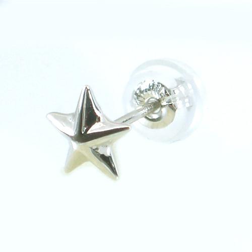 リアル ピアス デザイン 星 スター 本物１４金ｗｇ メンズピアス ｋ１４ｗｇ シングル 片方 ピアス Athomeinparis Fr