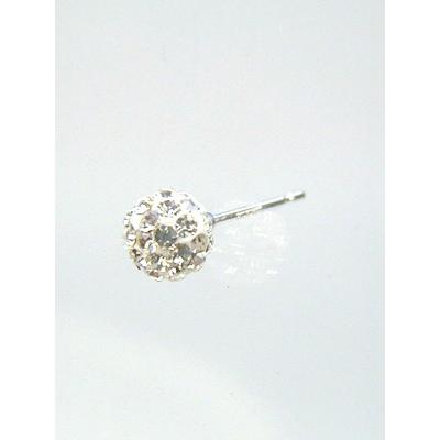 メンズピアス 本物14金WG クリスタルボール5mm シングルピアス 
