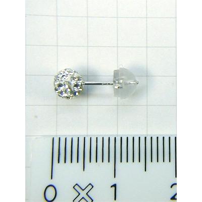 メンズピアス 本物14金WG クリスタルボール5mm シングルピアス 