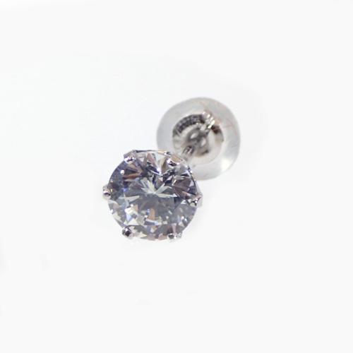 メンズピアス 本物プラチナ キュービック 5mm スタッドピアス 