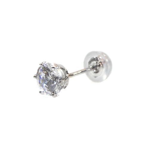 メンズピアス 本物プラチナ キュービック 5mm スタッドピアス 