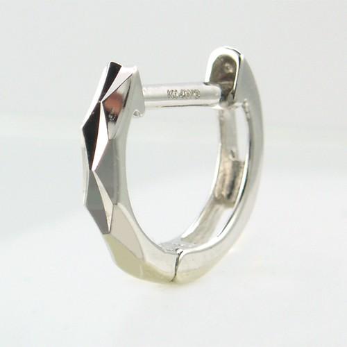 メンズピアス 本物14金WG ダイヤカットリングS フープピアス