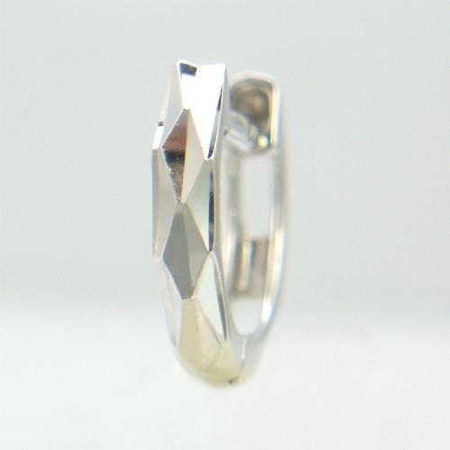 メンズピアス 本物14金WG ダイヤカットリングS フープピアス