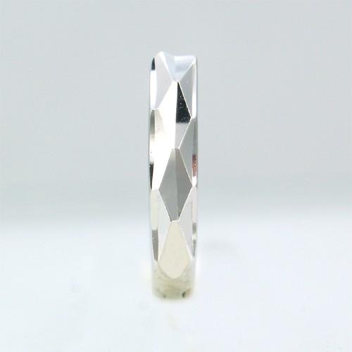 メンズピアス 本物14金WG ダイヤカットリングS フープピアス