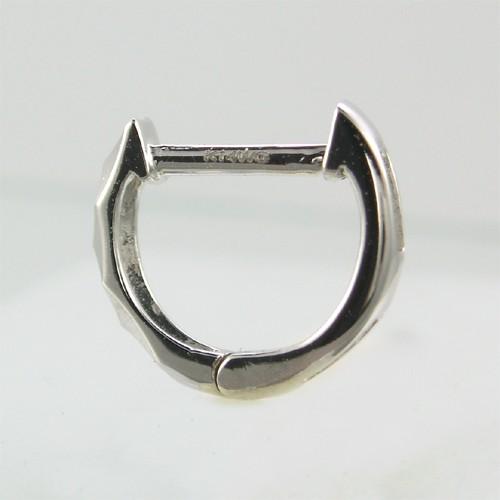 メンズピアス 本物14金WG ダイヤカットリングS フープピアス