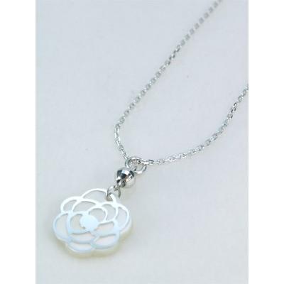 プチネック 本物18金WG ローズプレートデザイン ペンダント  