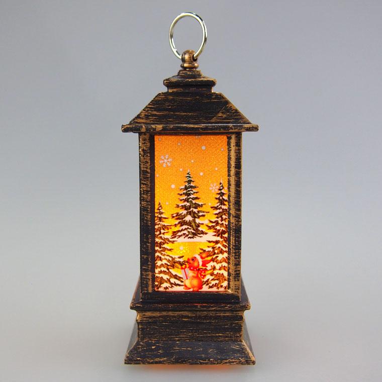 LEDアンティーク暖炉風ランタン置物 サンタレッド スノーマン